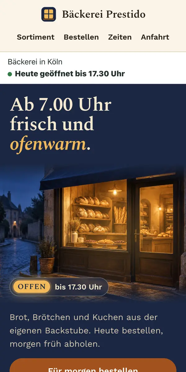 Beispiel-Website: Bäckerei Prestido