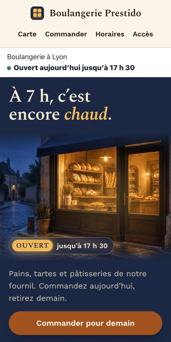 Le site d’exemple de Boulangerie Prestido