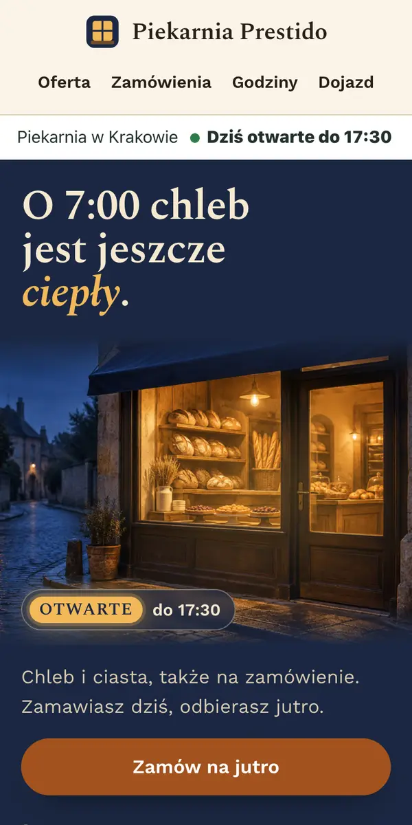 Przykładowa strona firmy Piekarnia Prestido
